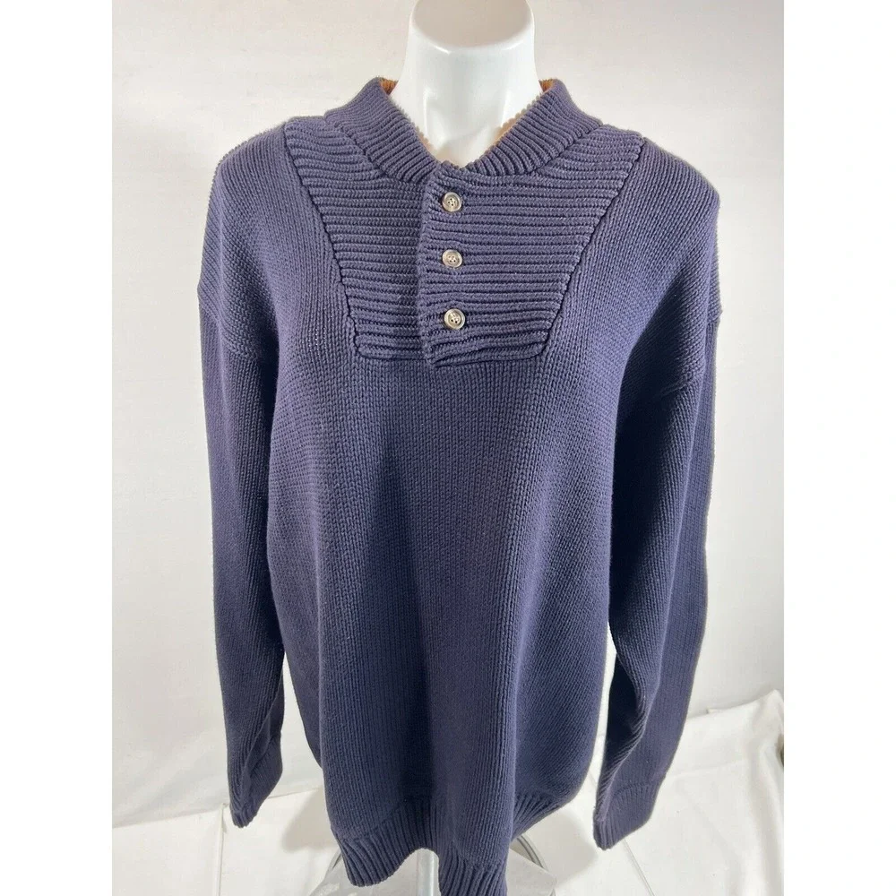 Banana Republic Men's XL Cotton 1/4 Button‎ Henley Pullover Sweater